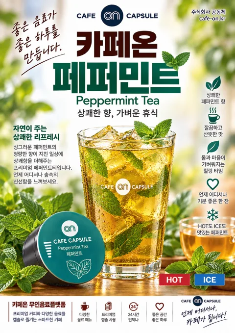 페퍼민트 음료 포스터